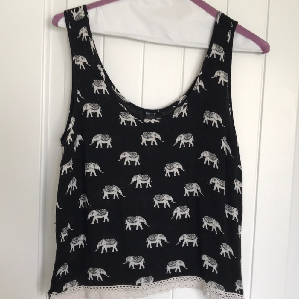 Forever 21 Boho Tank Top Elephant Pattern